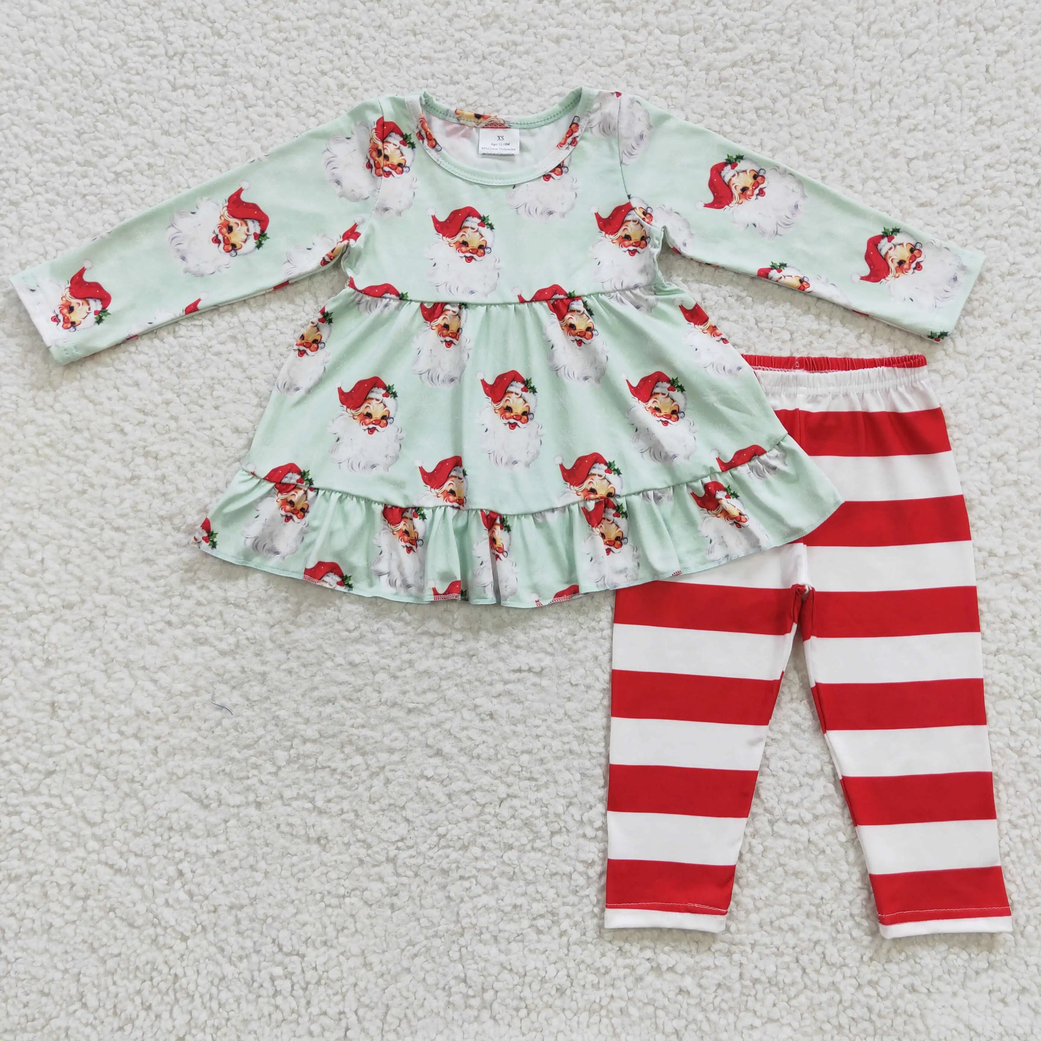 

2​023 New Products RTS Kids Striped Pants Suits Baby Santa Clothing Sets Toddler Christmas Girl Outfits