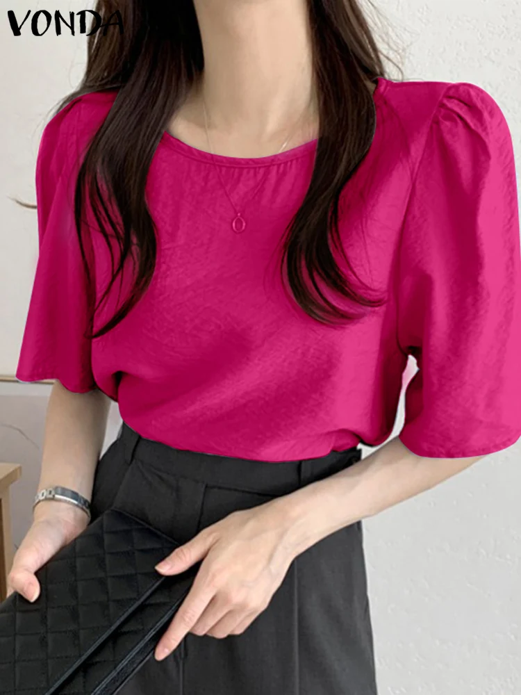 VONDA Fashion Tunic Short Puff Sleeve Tops 2022 Summer Women Elegant Blouse Casual Loose Solid Party Shirts Elegant Office Blusa
VONDA Fashion Tunic Short Puff Sleeve Tops 2022 Summer Women Elegant Blouse Casual Loose Solid Party Shirts Elegant Office Blusa