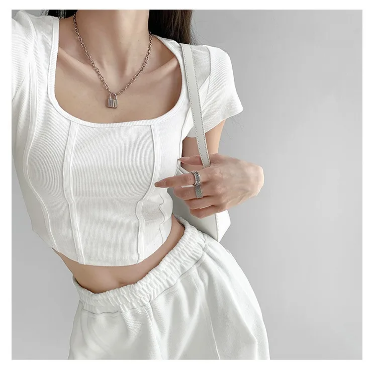 2022 Summer Women Y2k T-shirt Square Collar Short Sleeve Corset Crop Tops Bright Line Cotton Shirts Bustier Harajuku Pullover
2022 Summer Women Y2k T-shirt Square Collar Short Sleeve Corset Crop Tops Bright Line Cotton Shirts Bustier Harajuku Pullover
