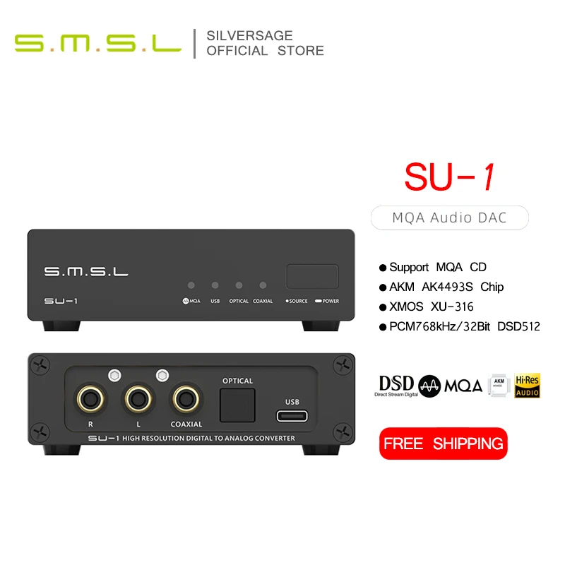 

SMSL SU-1 MQA MQA-CD HIFI High Quality Digital Audio Decoder AK4493S XU316 768kHz/32Bit DSD512 SU1 Hi-Res DAC 2023 su1 Original