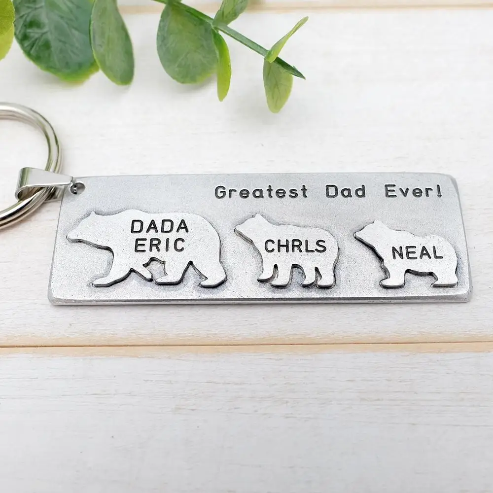 

Personalized Dad Keychain Papa Bear Keychain Father's Day Gift Daddy Bear Key Chain Custom Name Keyring Gift For Dad Engraved