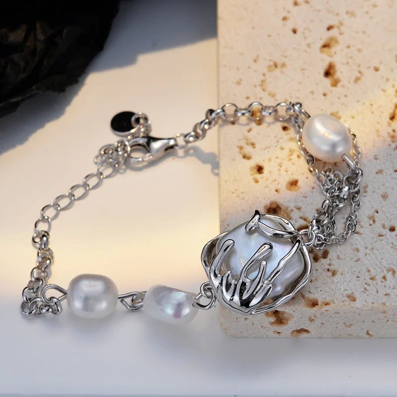 Youth of Vigor Solid 925 Silver Wrapped Baroque Pearls Multi Chains Statement Bracelet Y1S2B21049
Youth of Vigor Solid 925 Silver Wrapped Baroque Pearls Multi Chains Statement Bracelet Y1S2B21049