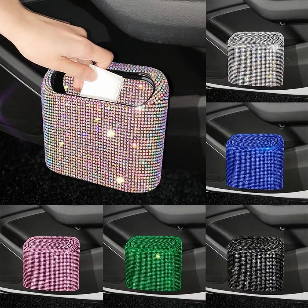Rhinestone Car Trash Can Storage Bins Plastic Color Diamond Back Storage Box Waterproof Trash Grabber Car Hanging Accessories
Rhinestone Car Trash Can Storage Bins Plastic Color Diamond Back Storage Box Waterproof Trash Grabber Car Hanging Accessories