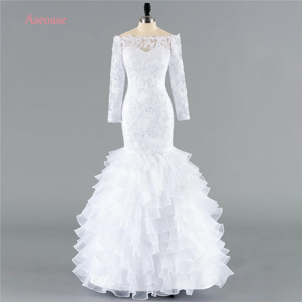 Aseoase Real Photo Wedding Dresses Mermaid Long Sleeves Organza Appliques Beaded Boho Wedding Gown Bridal Dress Vestido De Noiva
Aseoase Real Photo Wedding Dresses Mermaid Long Sleeves Organza Appliques Beaded Boho Wedding Gown Bridal Dress Vestido De Noiva