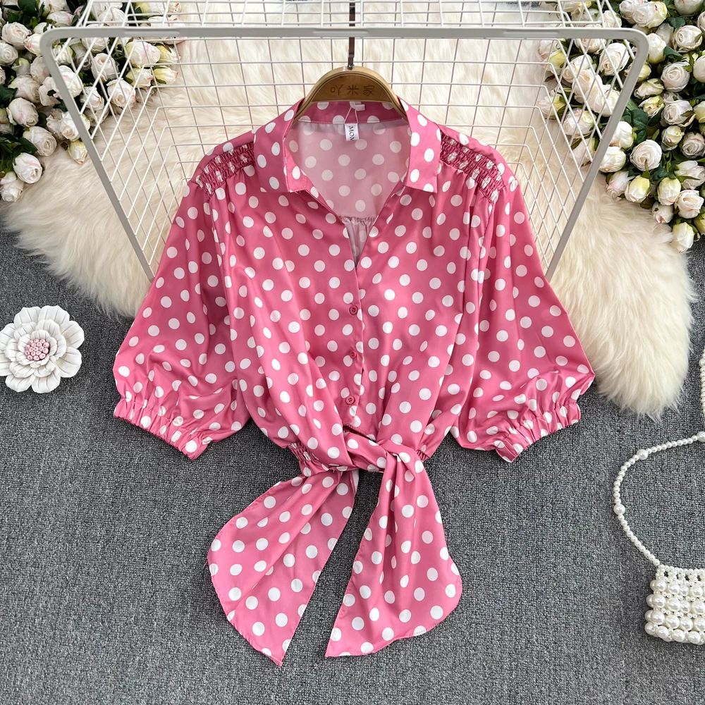 VANOVICH Polo Collar Single-breasted Straps Waist Slim Puff-sleeved Shirt Women's Summer New French Style Design Polka Dot Shirt
VANOVICH Polo Collar Single-breasted Straps Waist Slim Puff-sleeved Shirt Women's Summer New French Style Design Polka Dot Shirt