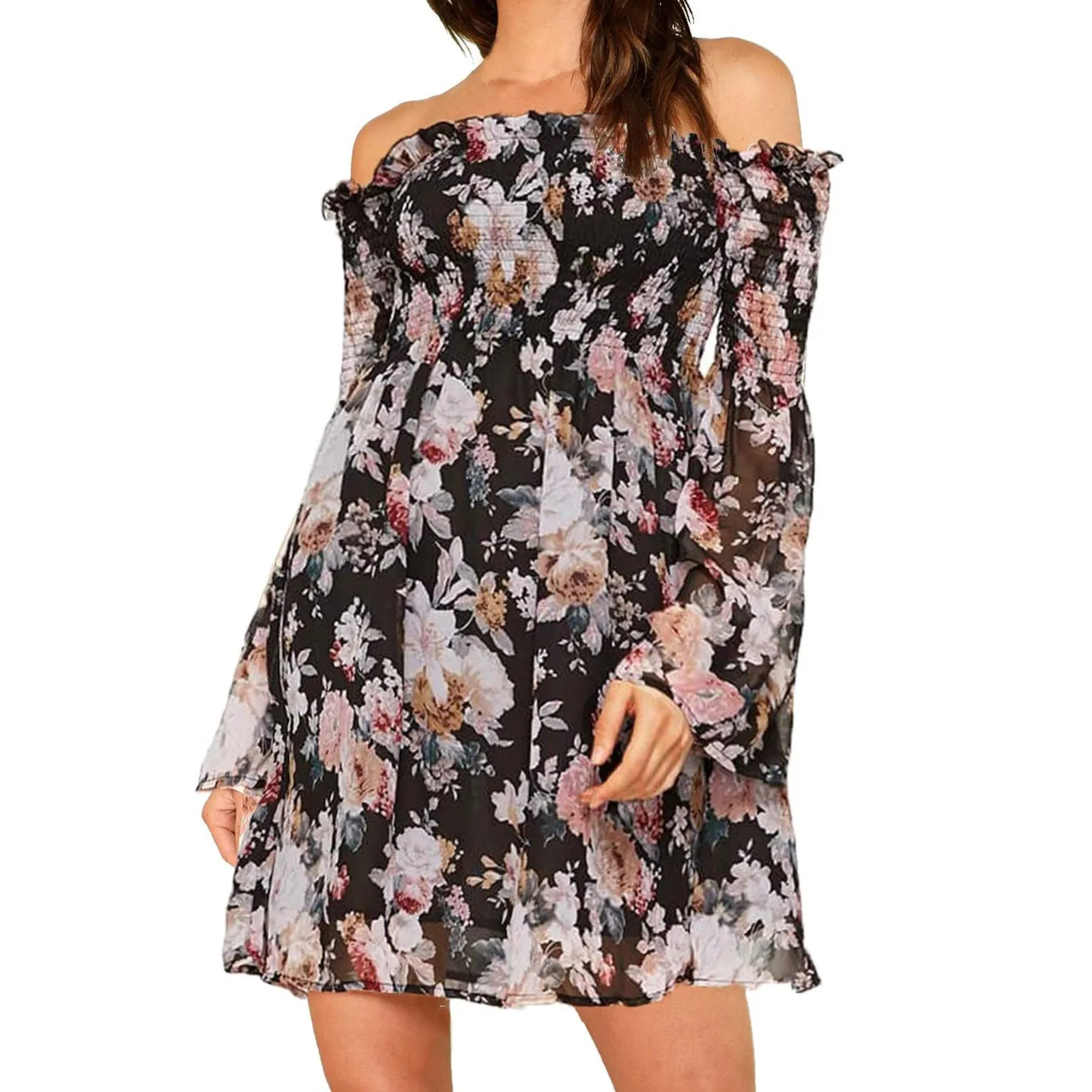 Dress For Women's 2022 Fashion Leisure Comfortable Floral Printing Off-the-shoulder Long Sleeves Mini Dresses Robe Vestidos
Dress For Women's 2022 Fashion Leisure Comfortable Floral Printing Off-the-shoulder Long Sleeves Mini Dresses Robe Vestidos