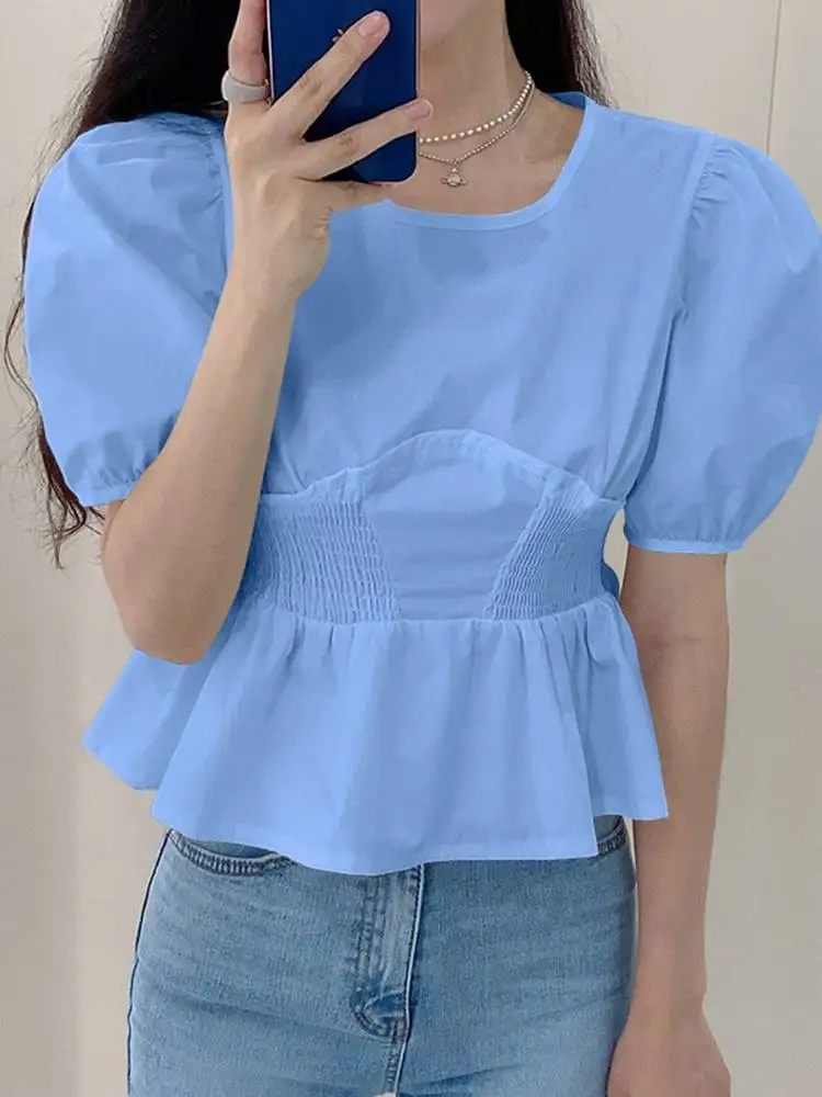 Women Fashion Short Sleeve Shirts VONDA 2022 Female O Neck Solid Color Casual Pleated Blouse Tops Blusas Femininas Oversized
Women Fashion Short Sleeve Shirts VONDA 2022 Female O Neck Solid Color Casual Pleated Blouse Tops Blusas Femininas Oversized