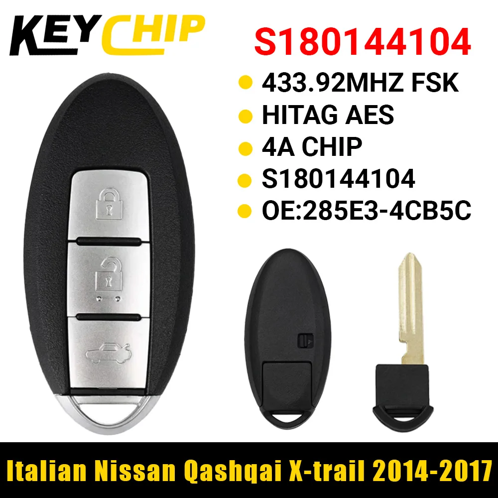 KC S 180144104 3 кнопки умный дистанционный ключ от машины 433 МГц для Nissan Xtrail X-Trail Qashqai 2014 2015 2016 2017 PCF7945M HITAG AES 4A
KC S 180144104 3 кнопки умный дистанционный ключ от машины 433 МГц для Nissan Xtrail X-Trail Qashqai 2014 2015 2016 2017 PCF7945M HITAG AES 4A