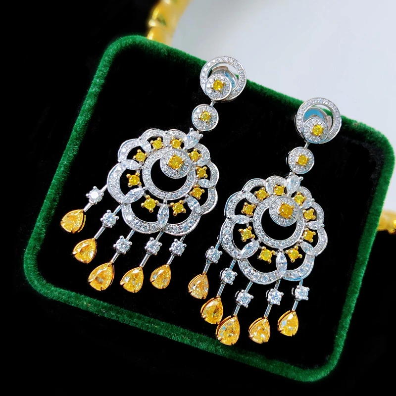 Royal Statement Tassel Wedding Earring 18K Gold Plating Paved Zircon Crystal S925 Dangle Earrings For Women Party Bridal Jewelry
Royal Statement Tassel Wedding Earring 18K Gold Plating Paved Zircon Crystal S925 Dangle Earrings For Women Party Bridal Jewelry