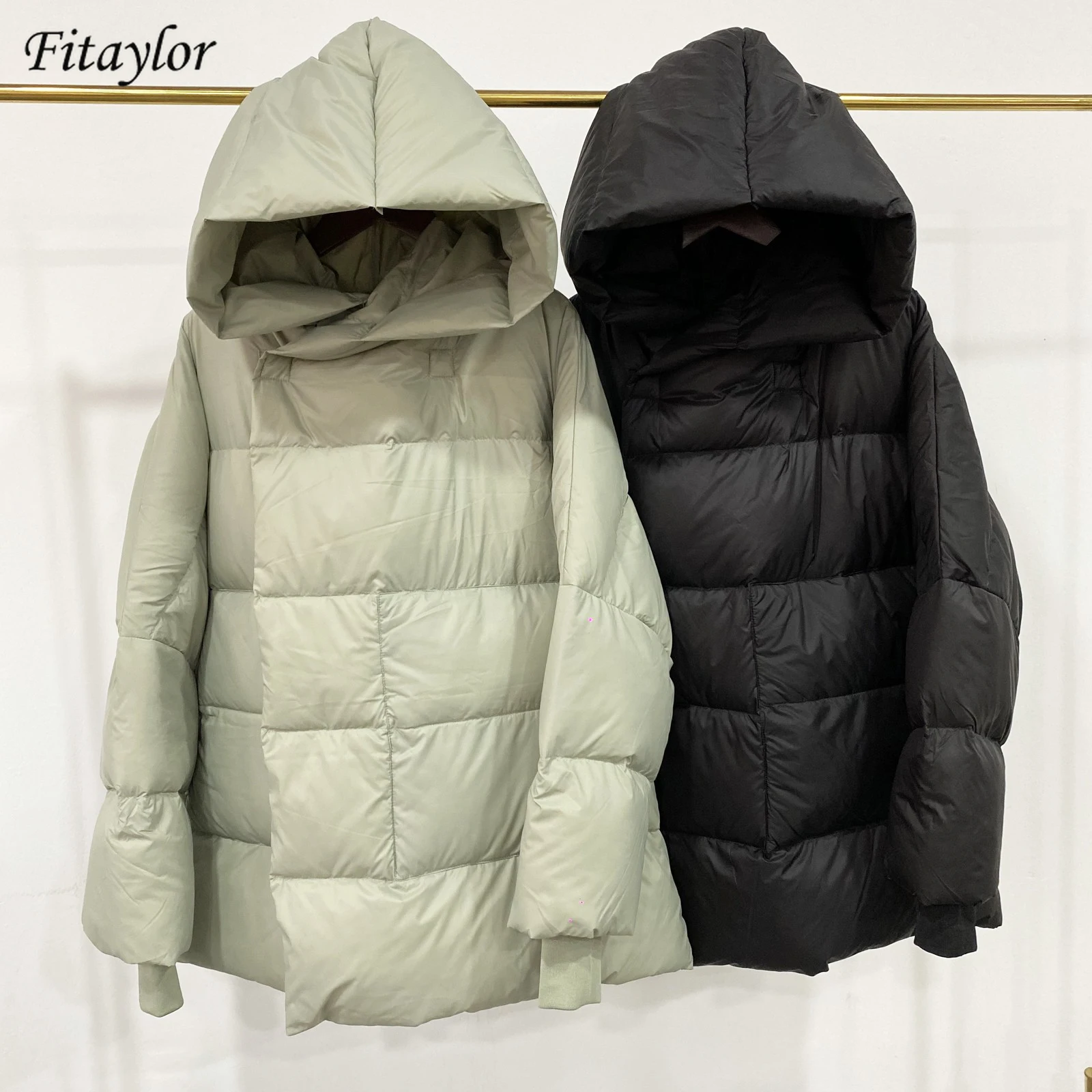 Fitaylor, зимний светильник с капюшоном, куртка с перьями, Женское пальто на 90% белом утином пуху, винтажная свободная парка, ветрозащитная верхняя одежда с рукавами зеленого цвета
Fitaylor, зимний светильник с капюшоном, куртка с перьями, Женское пальто на 90% белом утином пуху, винтажная свободная парка, ветрозащитная верхняя одежда с рукавами зеленого цвета
