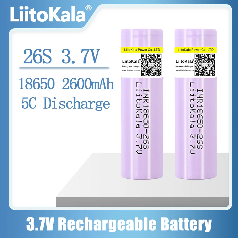LiitoKala 26S 3.7V 18650 2600mAh Rechargeable battery discharge 30A Power Electric bicycle battery for screwdriver High current
LiitoKala 26S 3.7V 18650 2600mAh Rechargeable battery discharge 30A Power Electric bicycle battery for screwdriver High current