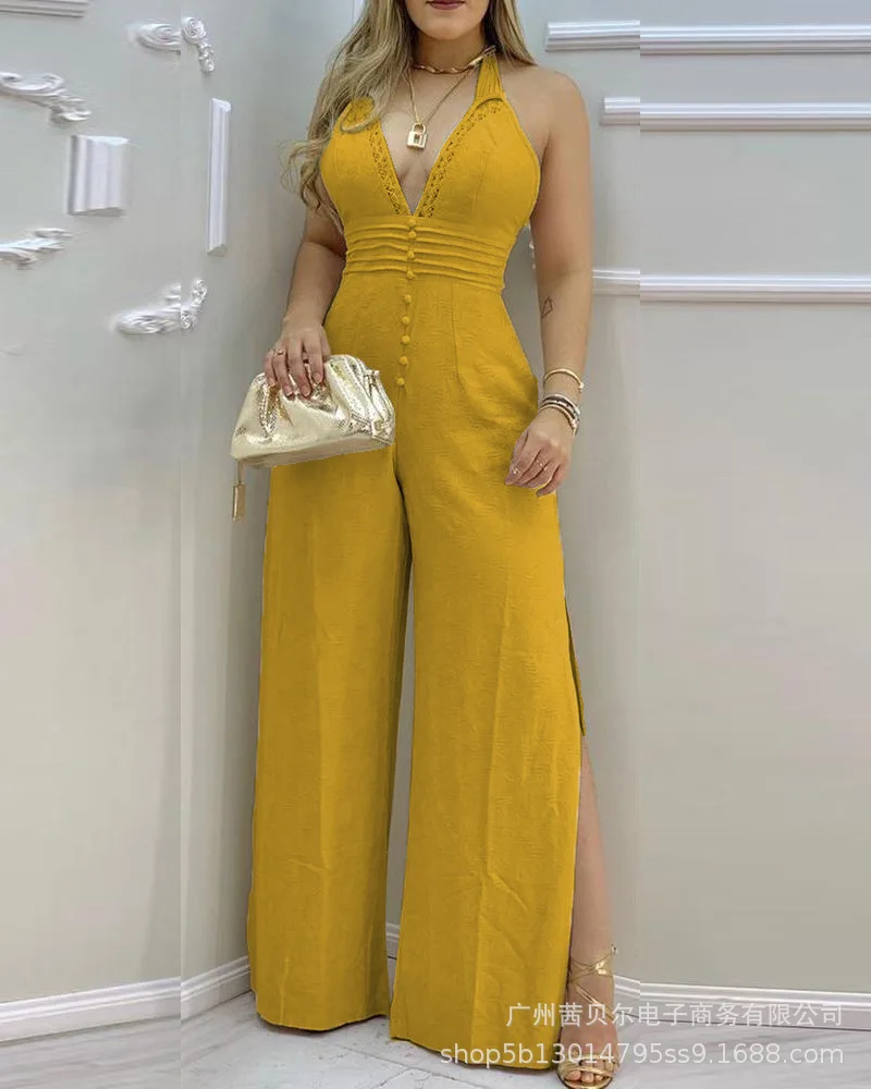 Elegant Women's Sleeveless Jumpsuit Spring Autumn Beige Casual Sexy Deep V-neck Split Jumpsuit Chic Office Commute Clothing
Elegant Women's Sleeveless Jumpsuit Spring Autumn Beige Casual Sexy Deep V-neck Split Jumpsuit Chic Office Commute Clothing