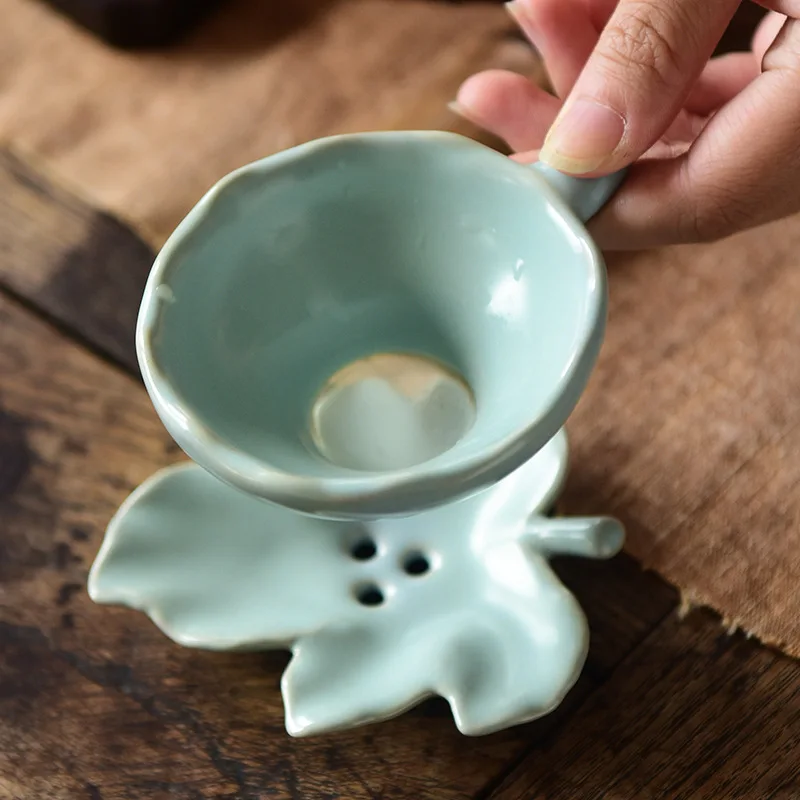 

Kung Fu Tea Utensils Tea Ceremony Utensil Tea Filter Imitation Song Ru Kiln Tea Strainer Filter Rack Tea Pot Tools Tea Diffuser