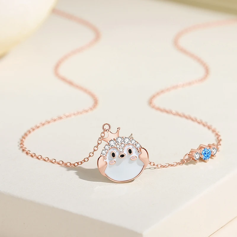 

CYJ European AAA CZ Crown Penguin 100% S925 Sterling Silver Necklace Chain Pendant For Women Birthday Party Gift Jewelry