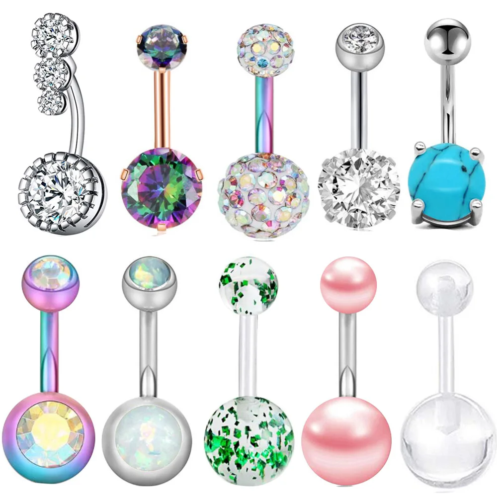 10Pcs Mix Style Zircon Fashion Stainless Steel Navel Piercing Crystal Acrylic Belly Button Rings Belly Piercing Body Jewelry
10Pcs Mix Style Zircon Fashion Stainless Steel Navel Piercing Crystal Acrylic Belly Button Rings Belly Piercing Body Jewelry