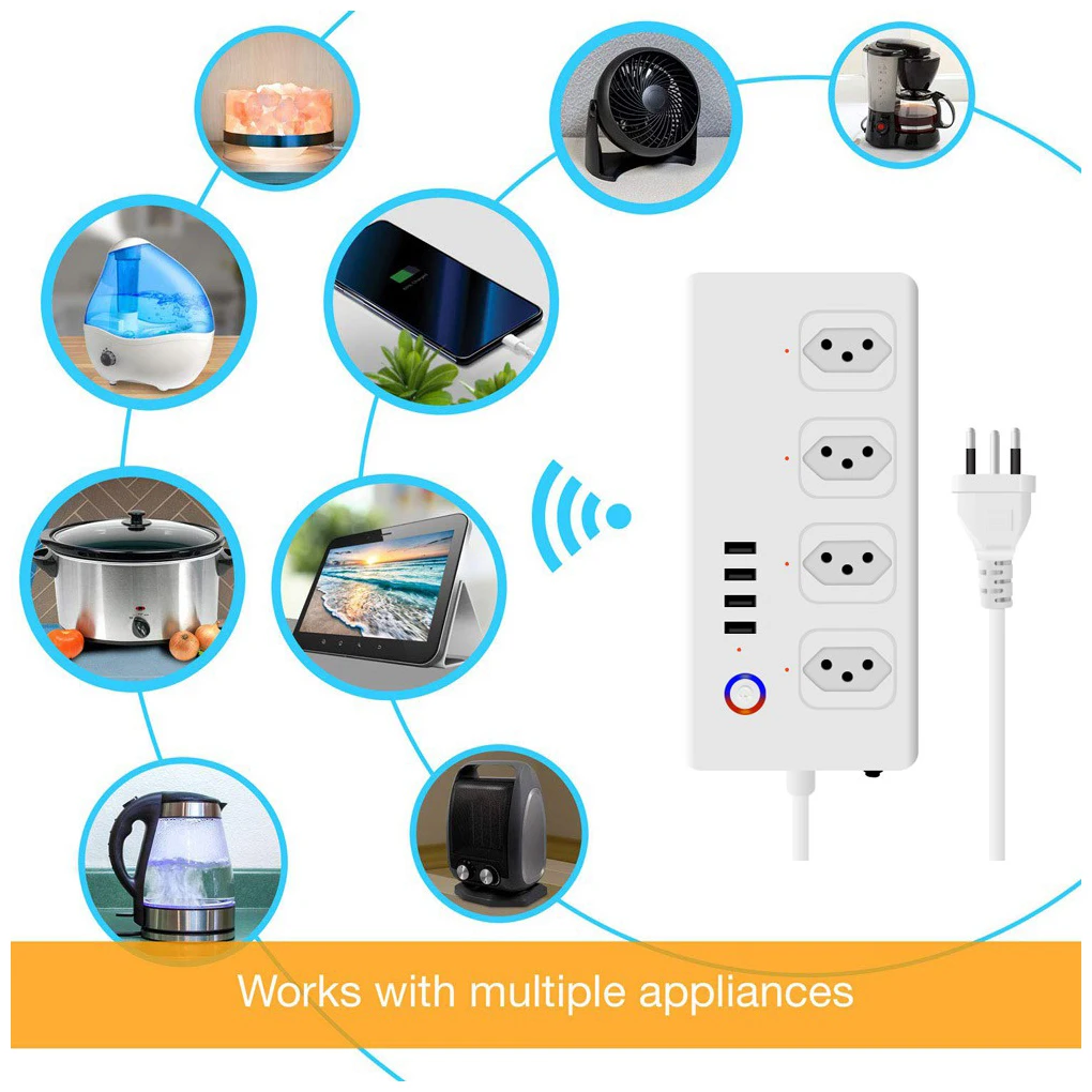 Бразильская вилка, умная Беспроводная USB-розетка с 4 розетками, 4 порта, для дома и офиса, Wi-Fi, удлинитель с дистанционным управлением
Бразильская вилка, умная Беспроводная USB-розетка с 4 розетками, 4 порта, для дома и офиса, Wi-Fi, удлинитель с дистанционным управлением