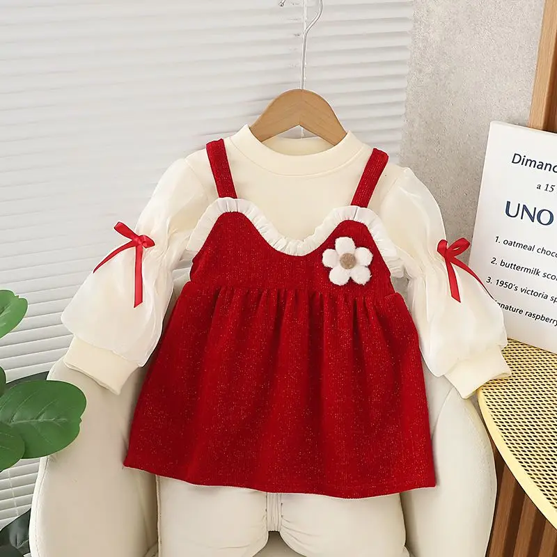 New Year's Red Skirt Girl Plush Warm Late Autumn Princess Dress Girl Baby Two piece Set Long sleeved Skirt
New Year's Red Skirt Girl Plush Warm Late Autumn Princess Dress Girl Baby Two piece Set Long sleeved Skirt