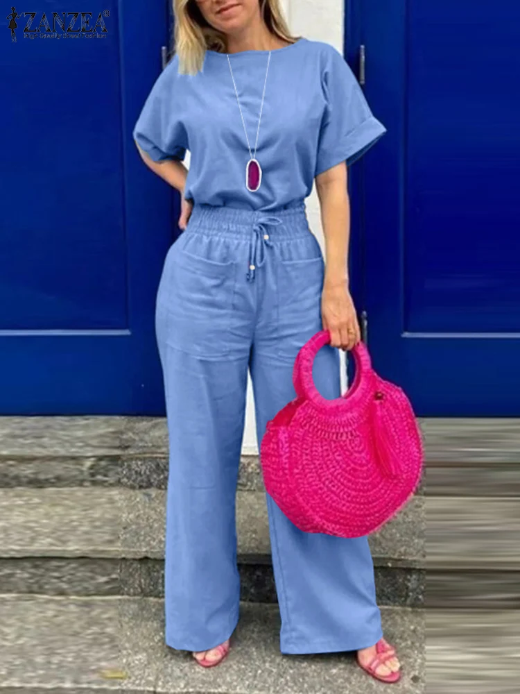 ZANZEA Fashion Matching Sets Summer Vintage OL Office Tracksuits Short Sleeve O-Neck Blouse Long Pants Two Piece Sets Oversized
ZANZEA Fashion Matching Sets Summer Vintage OL Office Tracksuits Short Sleeve O-Neck Blouse Long Pants Two Piece Sets Oversized