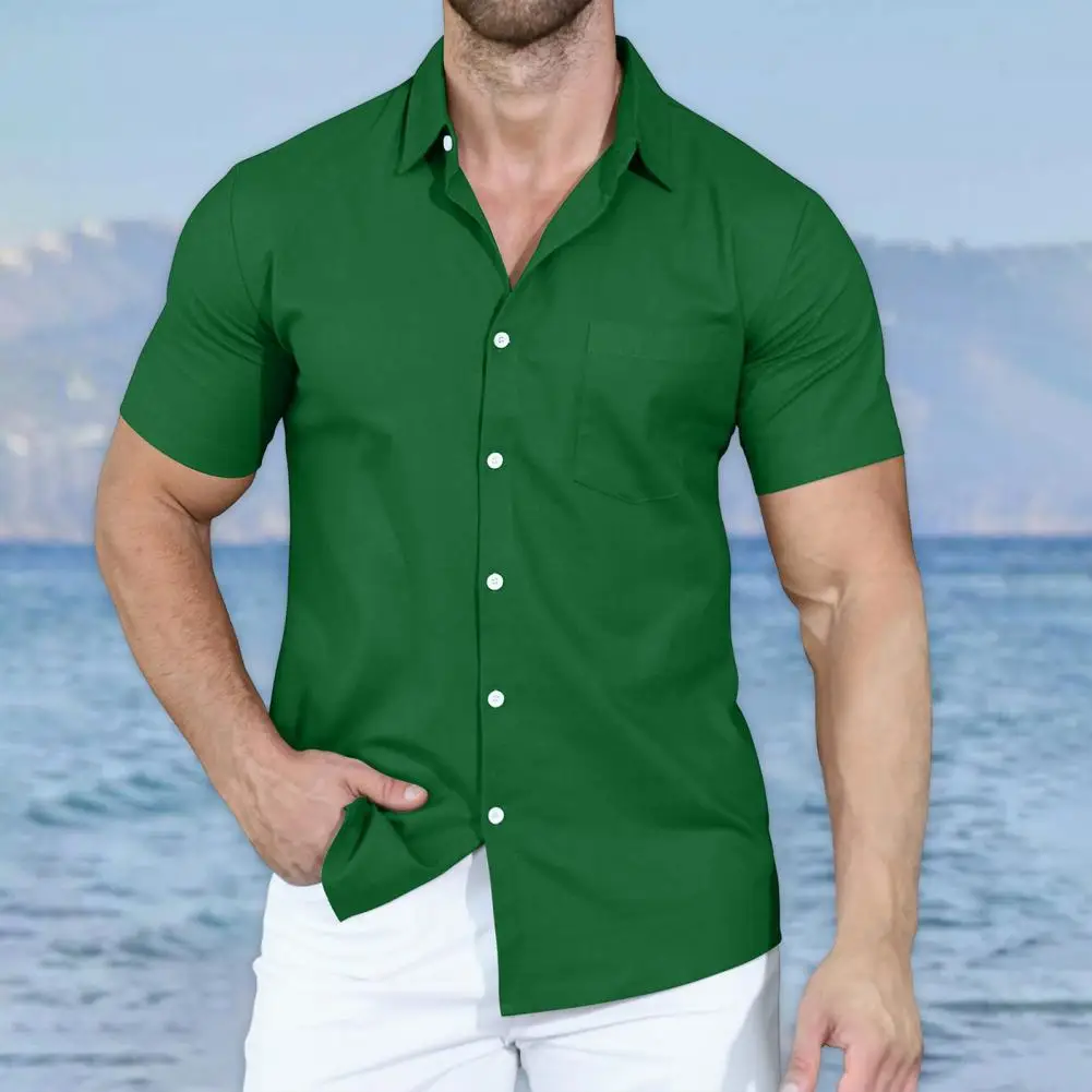 Stylish Men's Tops Single-breasted Button Colorfast Men Summer Top No Fading Breathable Summer T-shirt Office Wear
Stylish Men's Tops Single-breasted Button Colorfast Men Summer Top No Fading Breathable Summer T-shirt Office Wear