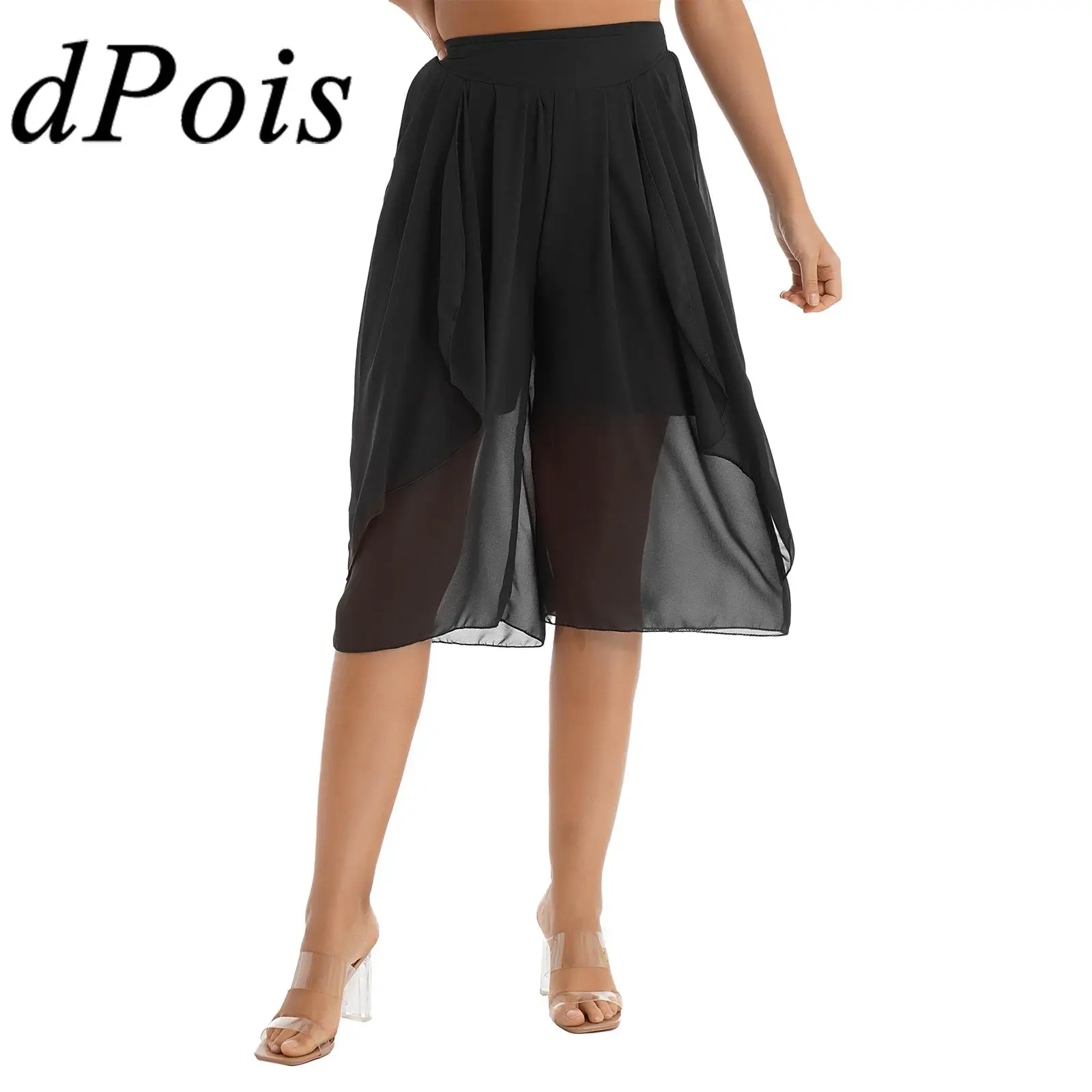 Womens Elegant Solid Color Wide Leg Trousers Elastic High Waist Elegant Chiffon Capris Female Pants Skirts Loose Pants
Womens Elegant Solid Color Wide Leg Trousers Elastic High Waist Elegant Chiffon Capris Female Pants Skirts Loose Pants
