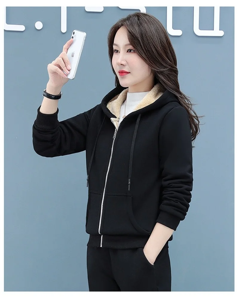 Women's Sweatshirt Ladies Tops Large Size Plus Velet Hooded Cardigan Long Sleeves Pocket Solid Color Loose Style Tenafeicc
Women's Sweatshirt Ladies Tops Large Size Plus Velet Hooded Cardigan Long Sleeves Pocket Solid Color Loose Style Tenafeicc