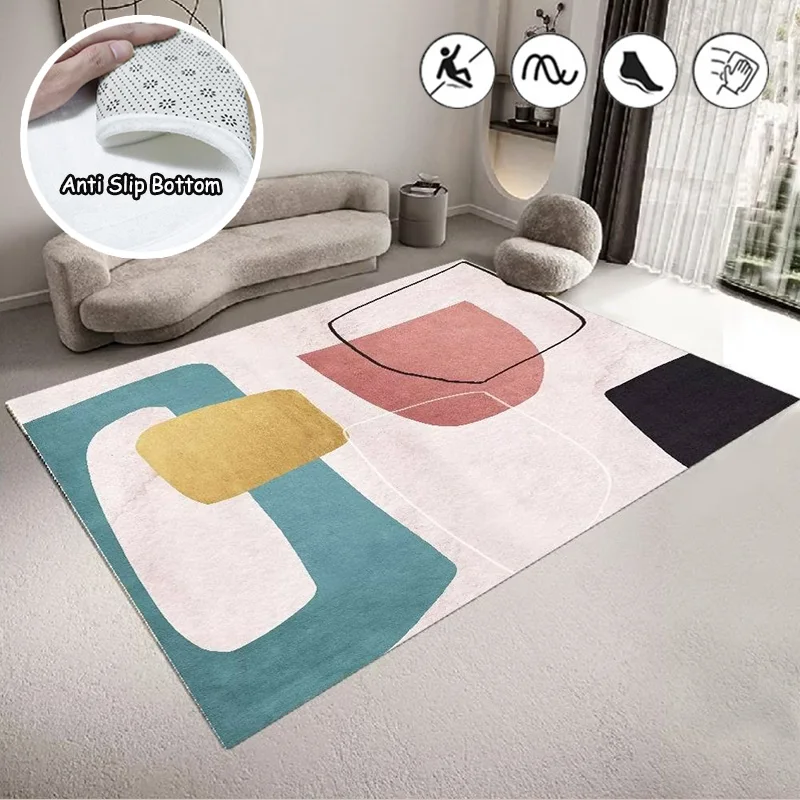 

Современный мягкий дизайнерский напольный коврик для гостиной, большая рабочая зона, Простой декоративный коврик для дивана, журнального столика, Нескользящие ковры