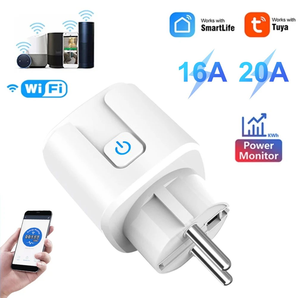 WiFi Wireless Remote Socket 16A/20A EU Plug Power Monitor Smart Timer Voice Control Household Fire-proof PC Power Socket
WiFi Wireless Remote Socket 16A/20A EU Plug Power Monitor Smart Timer Voice Control Household Fire-proof PC Power Socket