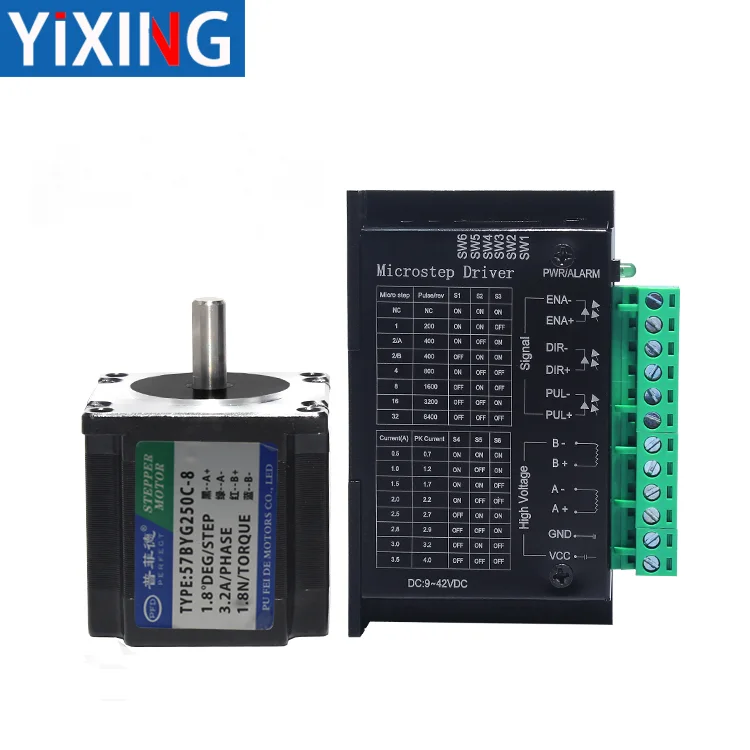 57 stepper motor set 57BYG250B torque 1.2N.M length 56MM + driver 4A 32 subdivisions
57 stepper motor set 57BYG250B torque 1.2N.M length 56MM + driver 4A 32 subdivisions