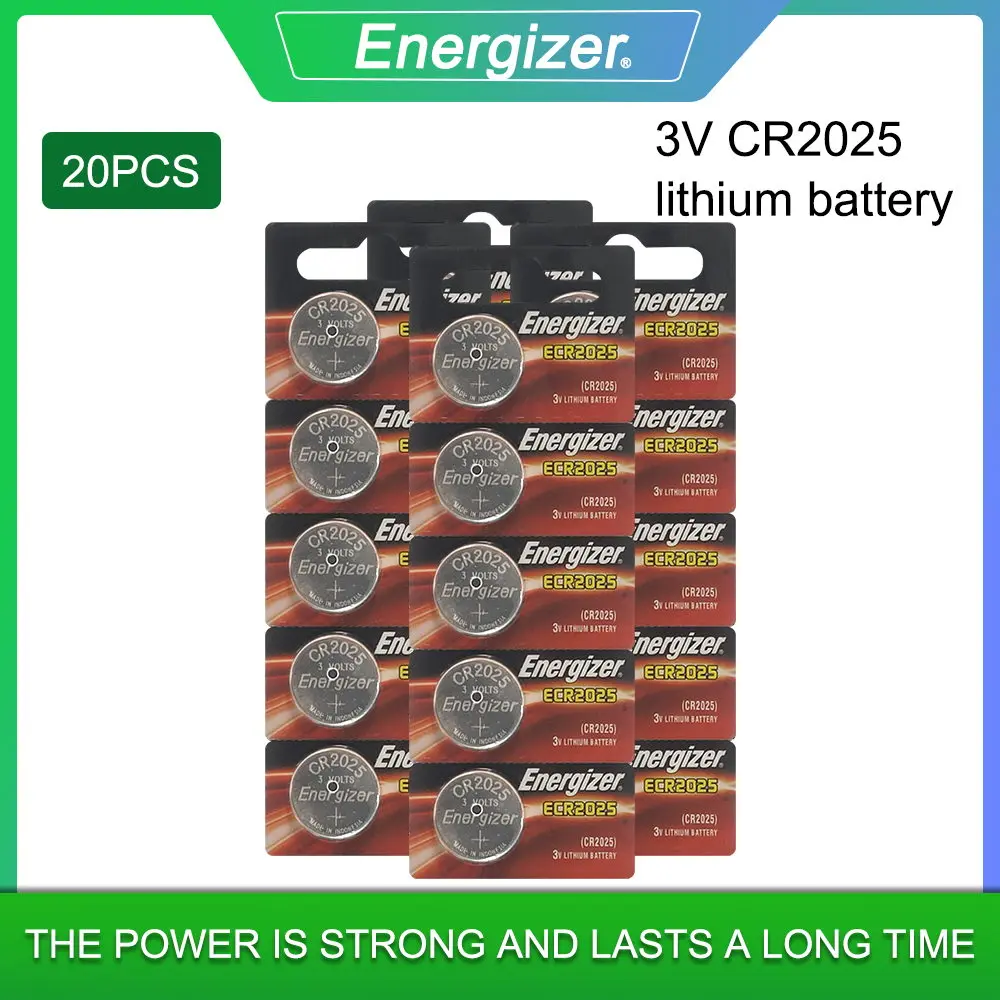 

20PCS Original Energizer CR2025 DL2025 DLCR 2025 3V Lithium Batteries For Watch Toys Calculator Weight Scale Button Cell Battery