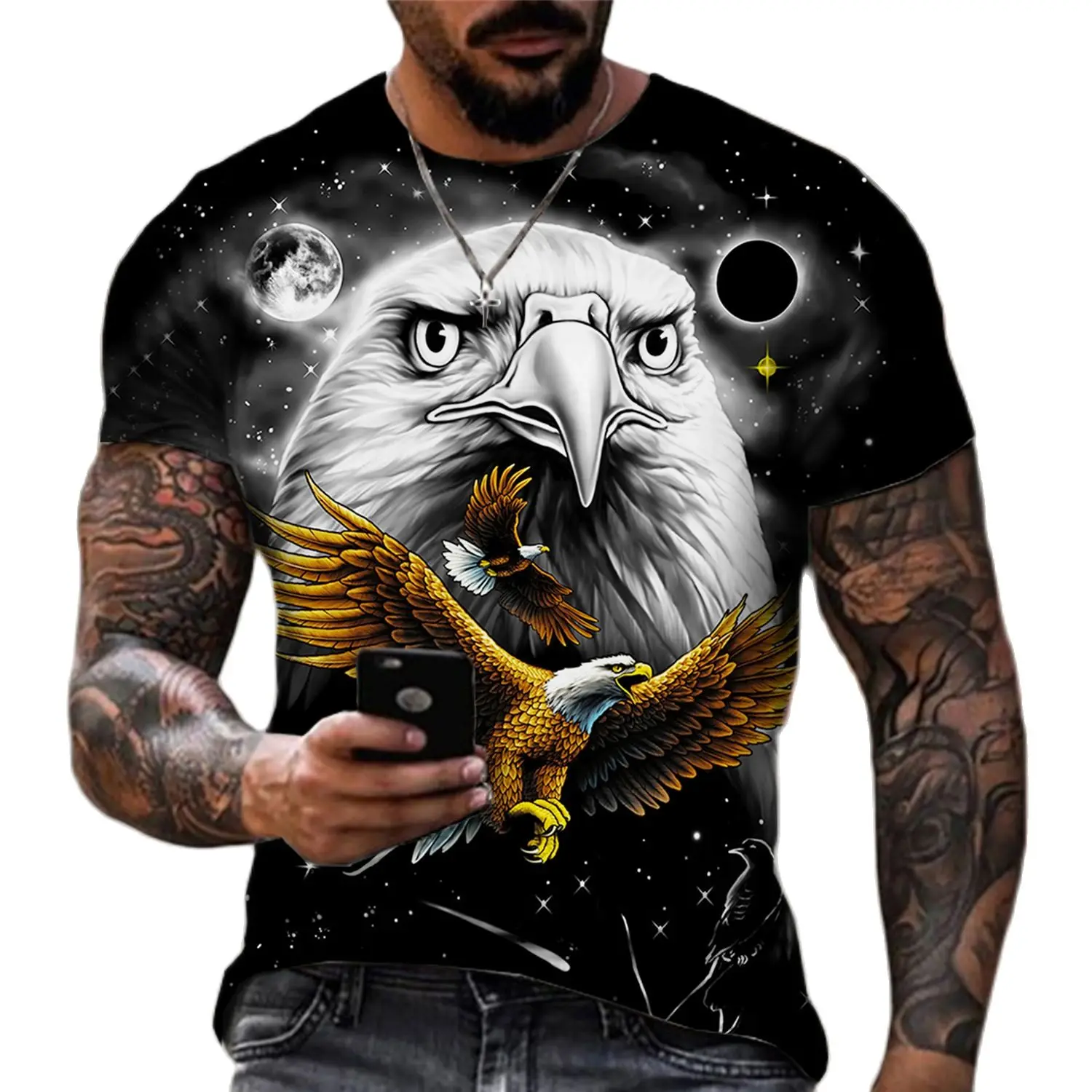 2022 Fashion 3d Printed Short Sleeve T Shirt Casual Animal Eagle Hip Hop Rock Creative Personality O-neck T-shirts
2022 Fashion 3d Printed Short Sleeve T Shirt Casual Animal Eagle Hip Hop Rock Creative Personality O-neck T-shirts