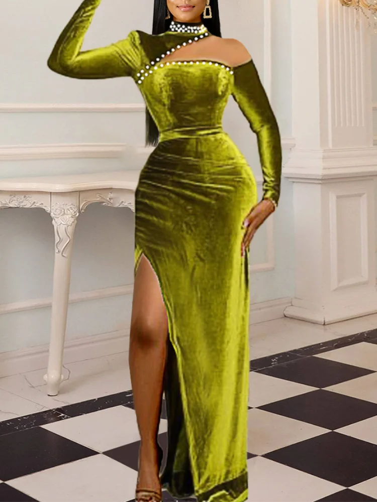Large Size Evening Dresses Luxury Beading Cut Out High Slit Maxi Velvet Dress Bodycon Slim Fit Elegant Women Christmas Party
Large Size Evening Dresses Luxury Beading Cut Out High Slit Maxi Velvet Dress Bodycon Slim Fit Elegant Women Christmas Party