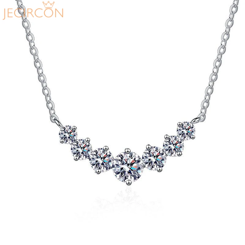 JECIRCON 925 Sterling Silver Moissanite Necklace for Women Simple Smile 7 Princesses Shiny Diamond Pendant Plated PT950 Jewelry
JECIRCON 925 Sterling Silver Moissanite Necklace for Women Simple Smile 7 Princesses Shiny Diamond Pendant Plated PT950 Jewelry