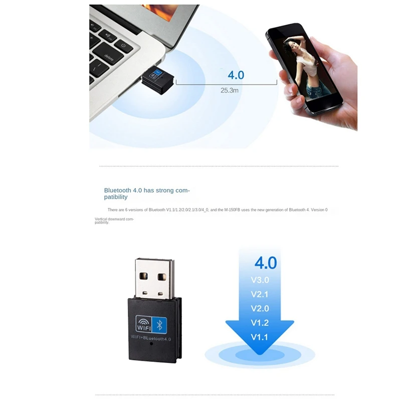150Mbps Bluetooth 4.0 USB 2.4G Plug And Play Wifi Receiver Drive Free Wifi Adapter For Laptop Desktop Computer
150Mbps Bluetooth 4.0 USB 2.4G Plug And Play Wifi Receiver Drive Free Wifi Adapter For Laptop Desktop Computer