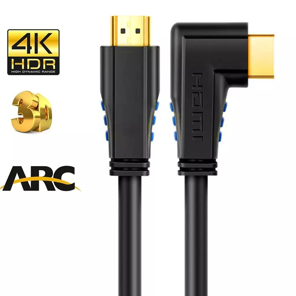 Кабель HDMI 2 0 4K 90 градусов прямоугольный адаптер соединитель кабель Ethernet ARC @ 60 Гц 3D
