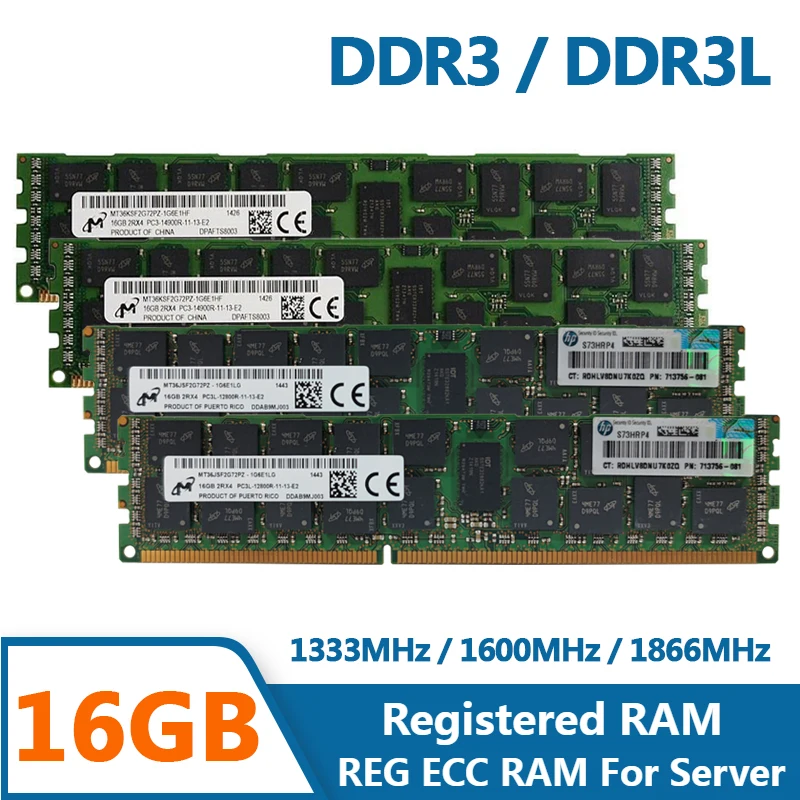16GB MICRON DDR3 DDR3L RAM 1333MHz 1600MHz 1866MHz Server Memory PC3L PC3-10600R 1.5V 1.35V REG ECC Registered Memoria RAM DDR3
16GB MICRON DDR3 DDR3L RAM 1333MHz 1600MHz 1866MHz Server Memory PC3L PC3-10600R 1.5V 1.35V REG ECC Registered Memoria RAM DDR3