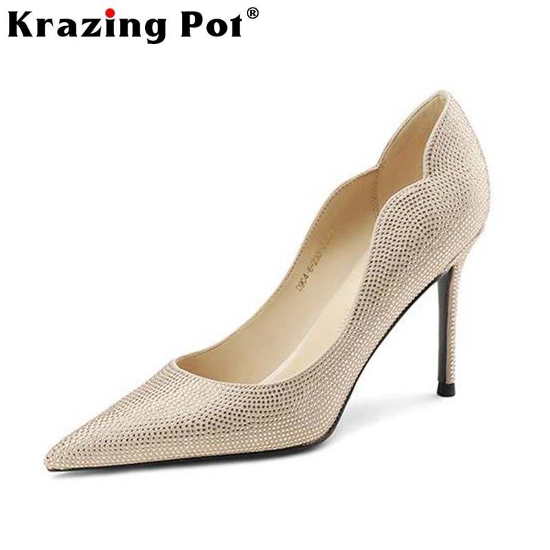 Krazing Pot New Luxury Pointed Toe Super Thin High Heels Modern Shoes Shiny Shallow Grace All-match Dating Slip on Women Pumps
Krazing Pot New Luxury Pointed Toe Super Thin High Heels Modern Shoes Shiny Shallow Grace All-match Dating Slip on Women Pumps