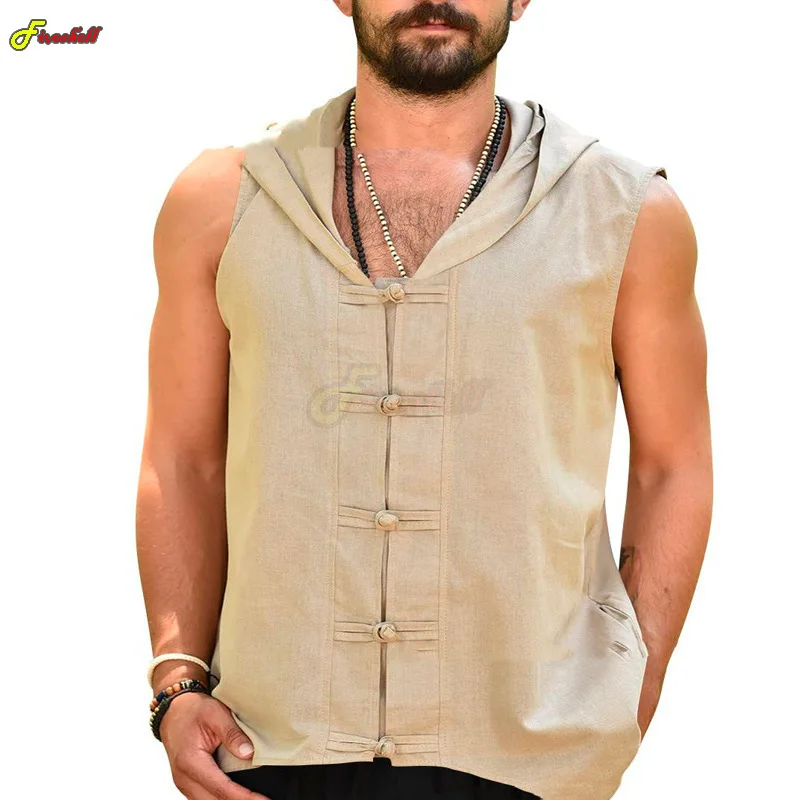Men's Summer Casual Hooded Sleeveless T Shirts Medieval Vintage Cosplay Sleeveless Tops Baggy Button Casual Beach Vest Costumes
Men's Summer Casual Hooded Sleeveless T Shirts Medieval Vintage Cosplay Sleeveless Tops Baggy Button Casual Beach Vest Costumes