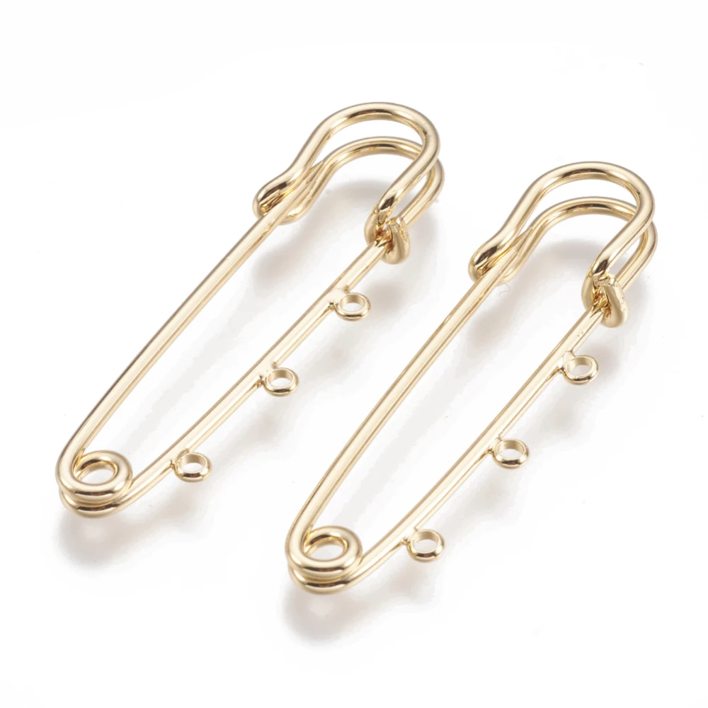 2PCS Brass Brooch Findings Kilt Pins Nickel Free Real 18K Gold Plated 50x15x5mm Hole: 2mm pin: 1.5mm 
2PCS Brass Brooch Findings Kilt Pins Nickel Free Real 18K Gold Plated 50x15x5mm Hole: 2mm pin: 1.5mm