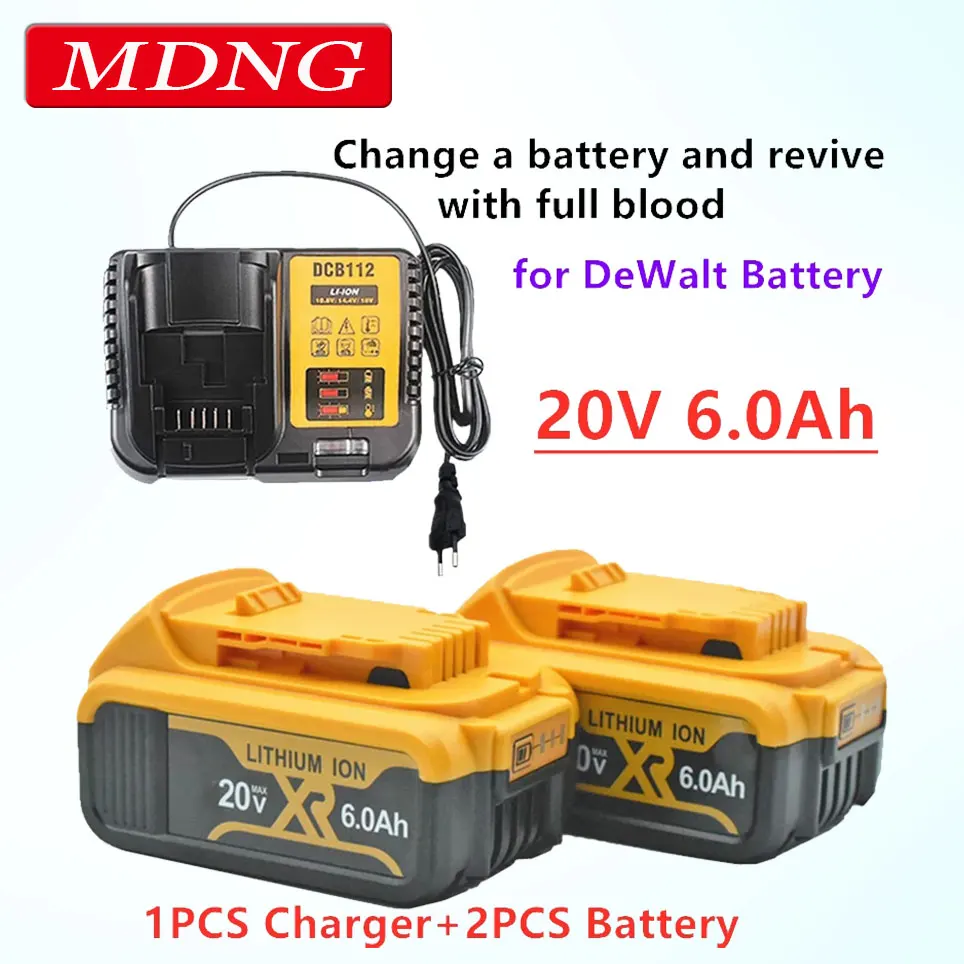 New 18V 6.0Ah MAX XR 18650 Battery Power Tool Replacement for DeWalt DCB184 DCB181 DCB182 DCB200 20V 6A 18v Battery Charger
New 18V 6.0Ah MAX XR 18650 Battery Power Tool Replacement for DeWalt DCB184 DCB181 DCB182 DCB200 20V 6A 18v Battery Charger