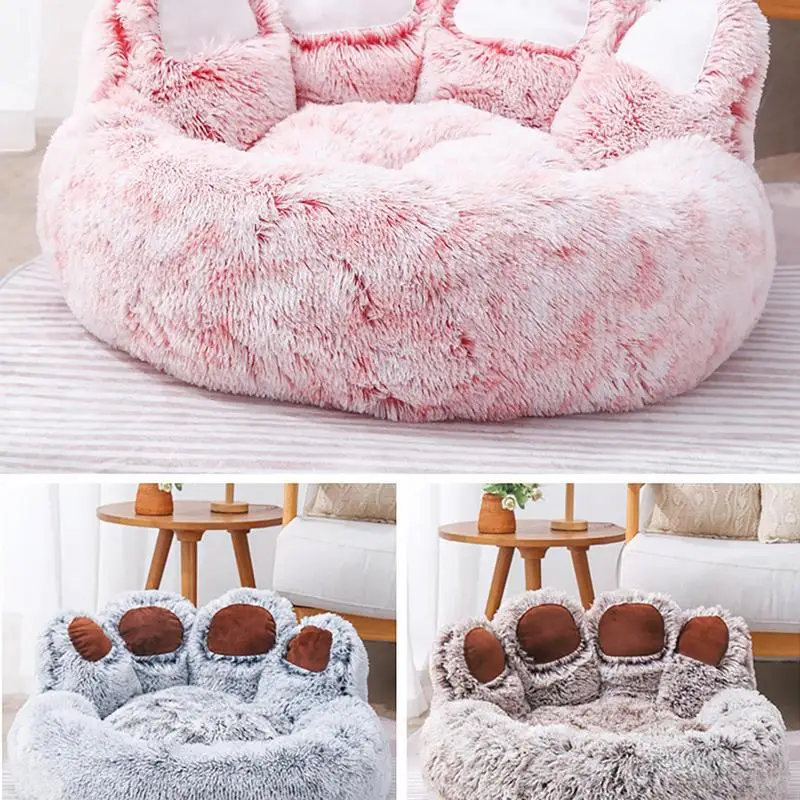 

Anti Slip Cozy Dog Bed Paw Shape Fluffy Couch With Removable Inner Pad Multiuses Soft Sleeping Mats For Cat Dog Pets Accessories
