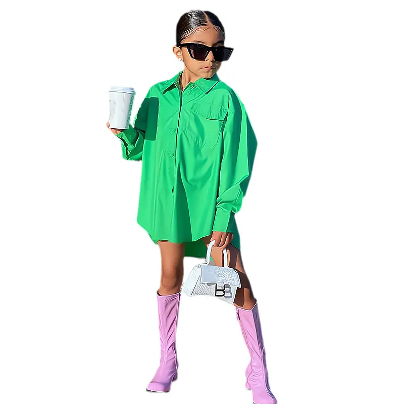2022 Toddler Summer Clothes For Girls Shirt Dresses Kids Long Sleeve Green Fashion Midi Dress 1-8Years Baby Girl Casual Clothing
2022 Toddler Summer Clothes For Girls Shirt Dresses Kids Long Sleeve Green Fashion Midi Dress 1-8Years Baby Girl Casual Clothing