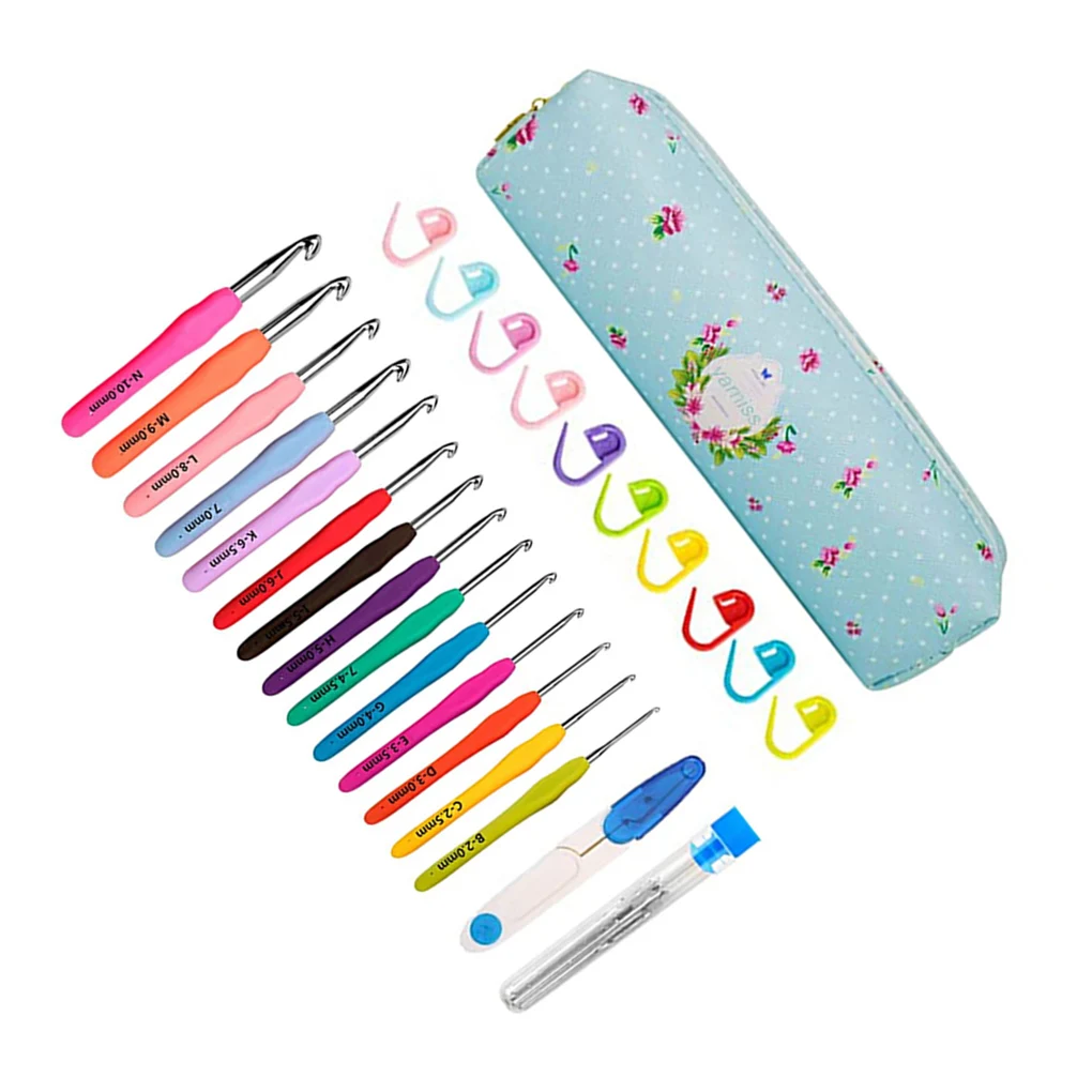 27 Pcs/set Crochet Hook Set Knitted Crochet Needles Yarn Scissors Stitch Markers Kit with Storage Bag
27 Pcs/set Crochet Hook Set Knitted Crochet Needles Yarn Scissors Stitch Markers Kit with Storage Bag