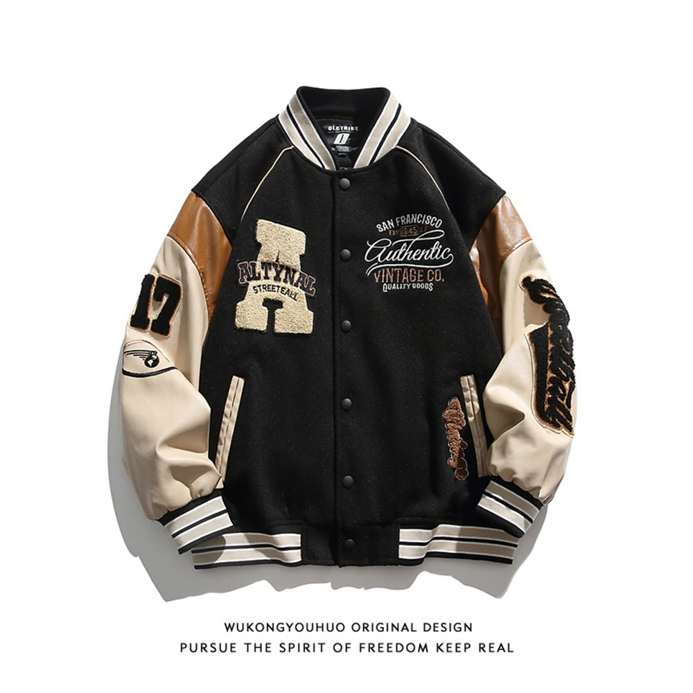 

Новинка 2023, модная брендовая контрастная бейсбольная Униформа с надписью, весна-осень, свободная модная повседневная мужская куртка в стиле хип-хоп
