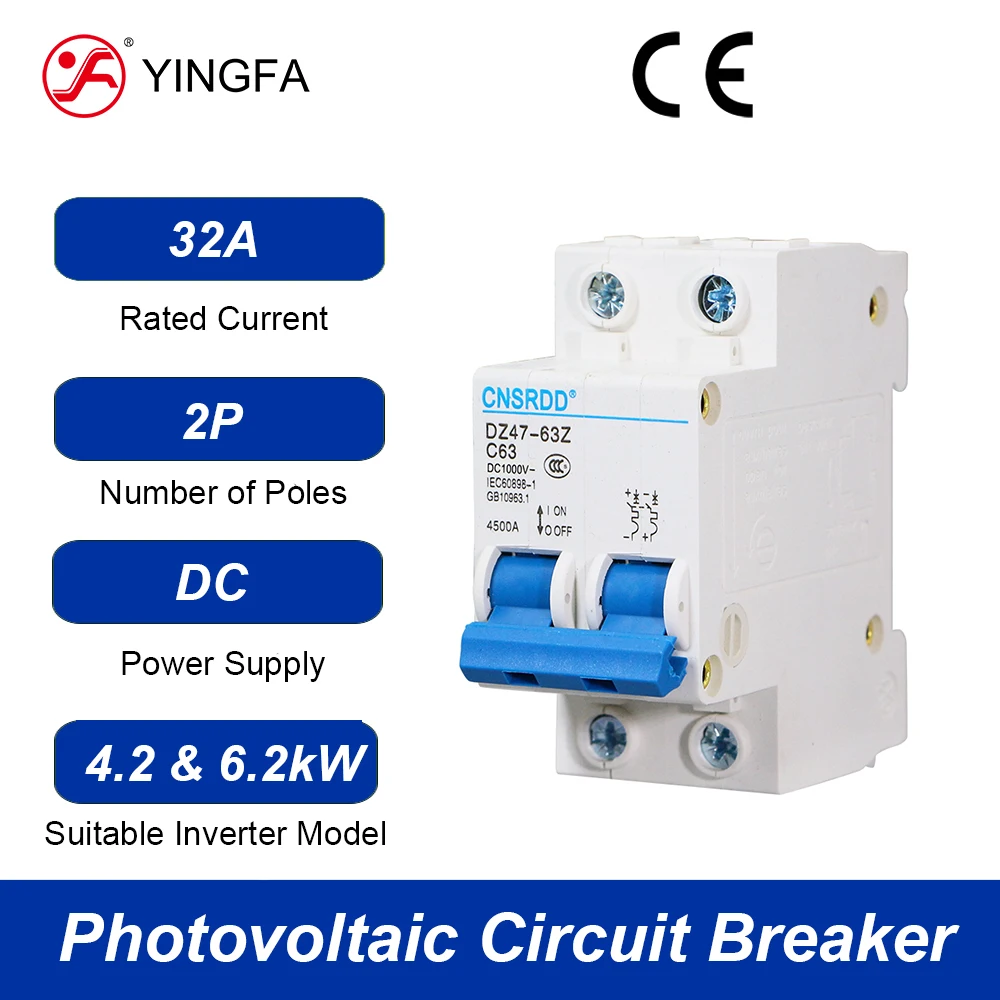 Фотоэлектрический солнечный выключатель 2P DC 32A/переключатель защиты от перегрузки для фотоэлектрической солнечной системы Yingfa 4,2 кВт и 6,2 кВт
Фотоэлектрический солнечный выключатель 2P DC 32A/переключатель защиты от перегрузки для фотоэлектрической солнечной системы Yingfa 4,2 кВт и 6,2 кВт