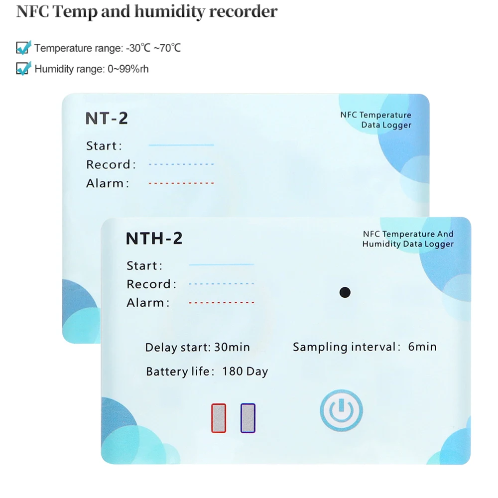 

NTH-2/NT-2 NFC Temperature and Humidity Data Logger Smart Phone NFC Temp Data Logger PDF Recorder 500,000 Groups