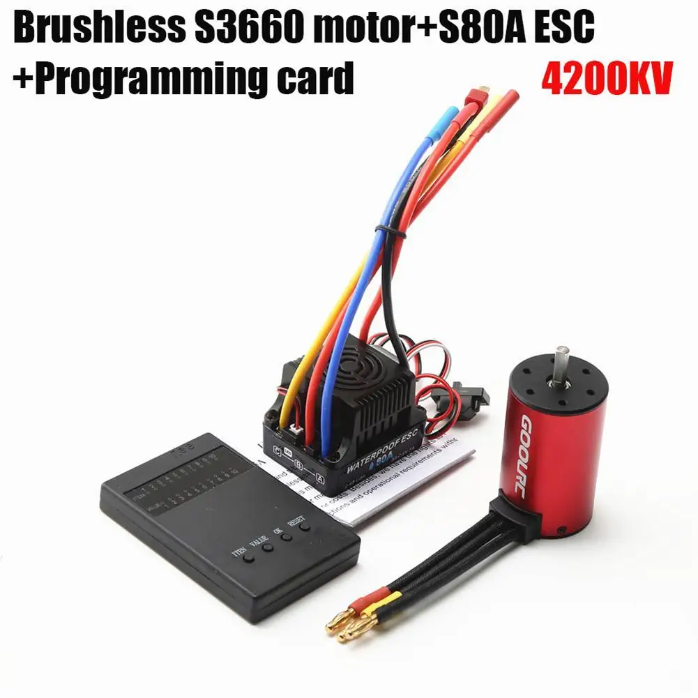 

Waterproof Brushless S3660 Motor Waterproof 2600kv/3100kv/3300kv/3800kv/4200kv With S80a Brushless Esc For Traxxas Wltoys Rc Car