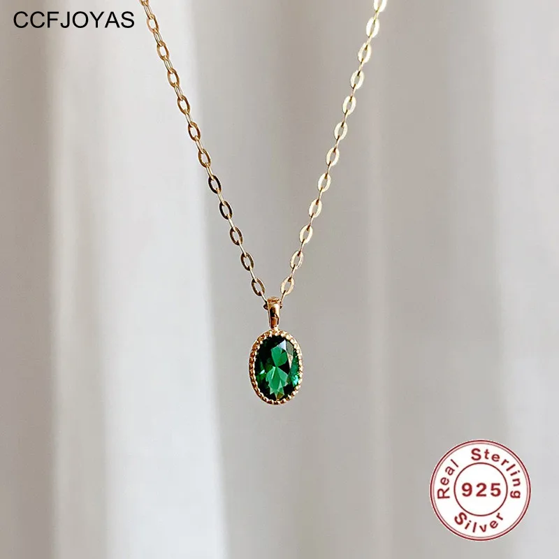 CCFJOYAS 925 Sterling Silver Vintage Oval Emerald Zircon Pendant Necklace for Women Simple Geometric Gold Chain Necklace Gift
CCFJOYAS 925 Sterling Silver Vintage Oval Emerald Zircon Pendant Necklace for Women Simple Geometric Gold Chain Necklace Gift