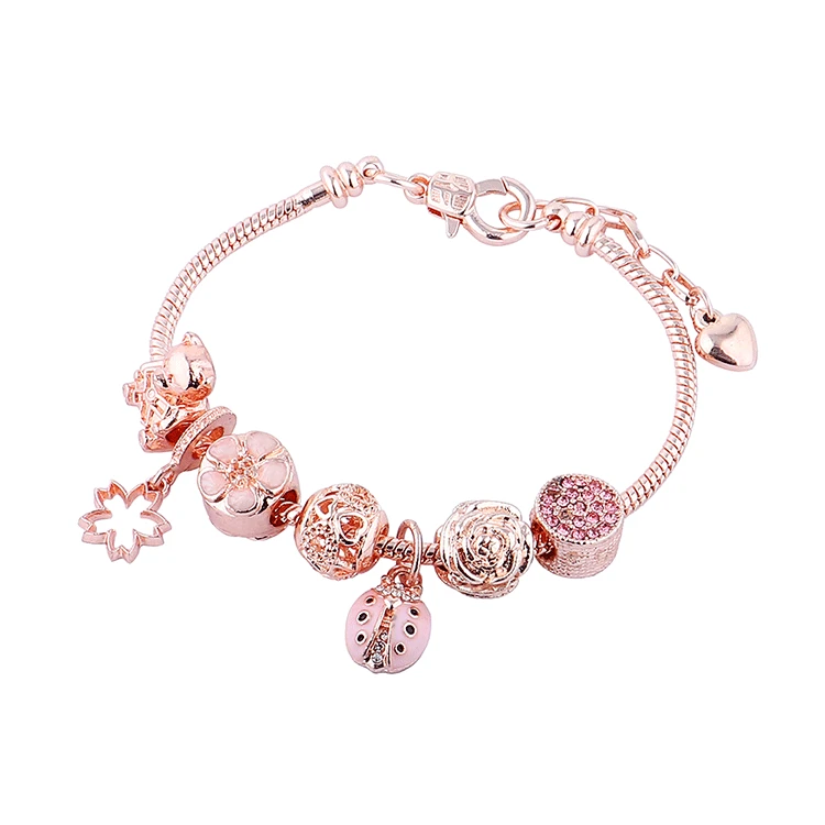 New Fashion Pink Roses Sakura Bracelet Little Bear Ladybug DIY Beaded Bangle Luxury Jewelry for Women Couple Bracelet Gift
New Fashion Pink Roses Sakura Bracelet Little Bear Ladybug DIY Beaded Bangle Luxury Jewelry for Women Couple Bracelet Gift