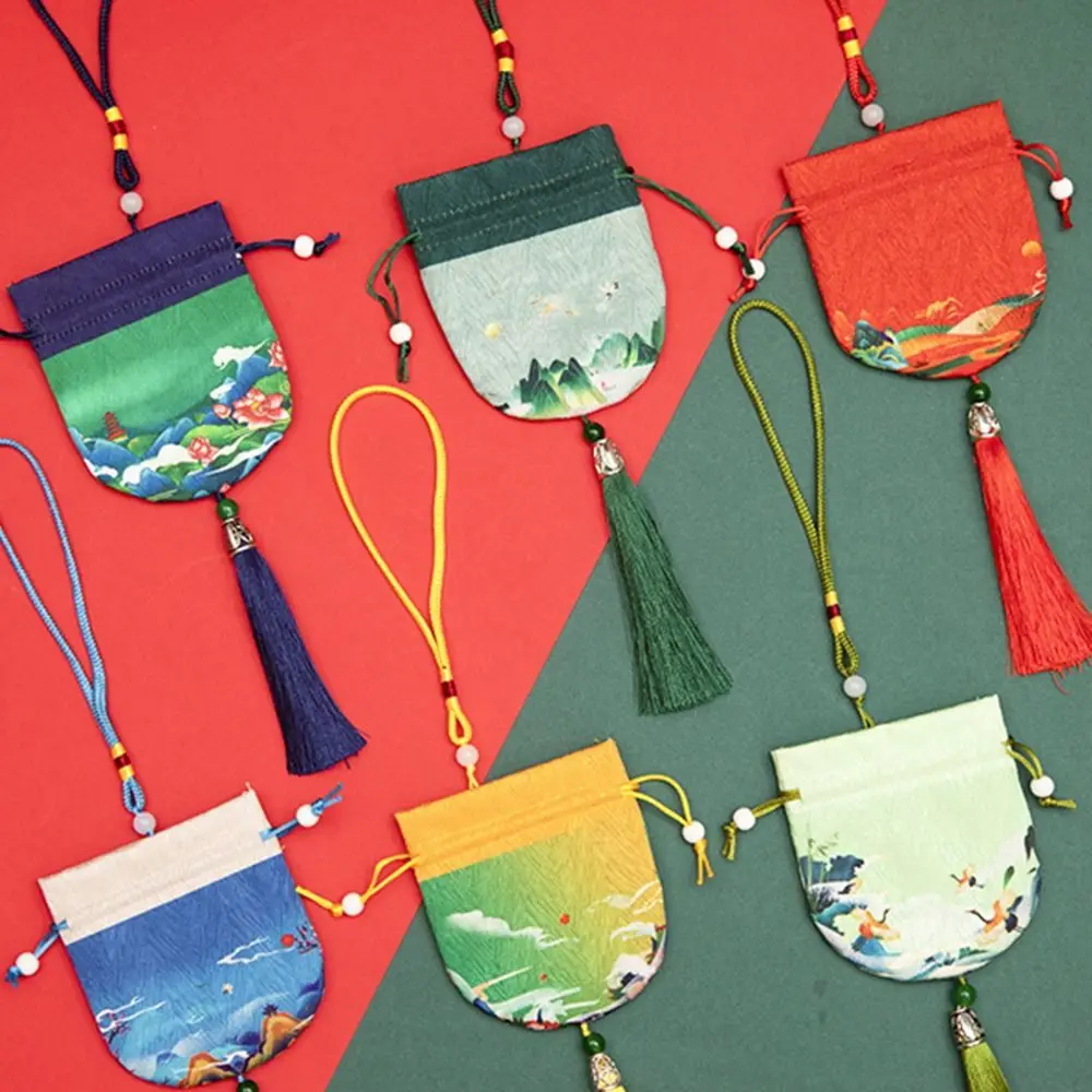 

Декоративная подарочная сумочка, тканевая сумка с кисточкой для ожерелий, искусственный кошелек, пустая саше, сумка для хранения в китайском стиле, женская сумка для ювелирных изделий