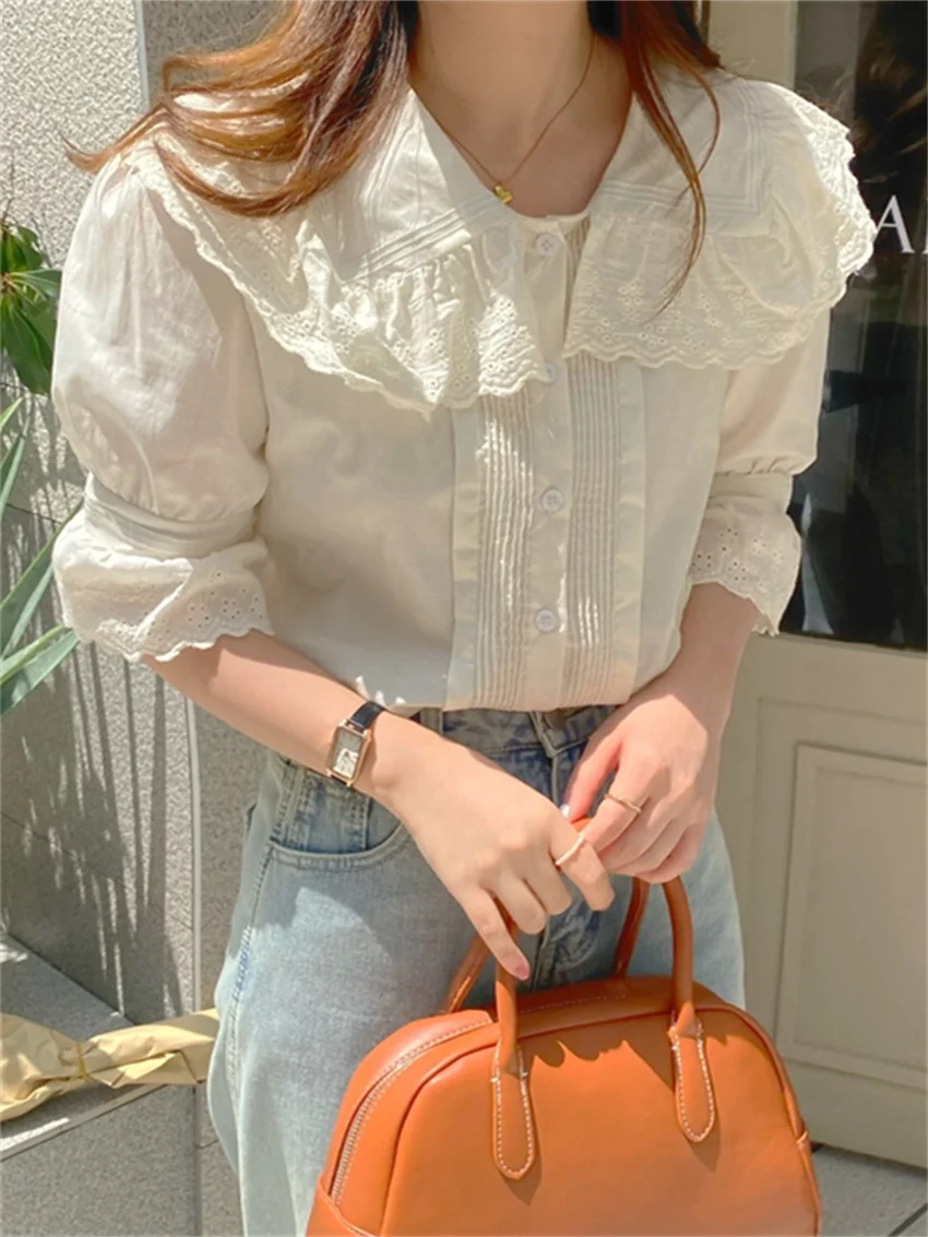 Alien Kitty Summer Lace Sweet Shirts Tops All Match Mujer Girls Casual Chic 2022 Office Lady Peter Pan Collar New Elegant Loose
Alien Kitty Summer Lace Sweet Shirts Tops All Match Mujer Girls Casual Chic 2022 Office Lady Peter Pan Collar New Elegant Loose